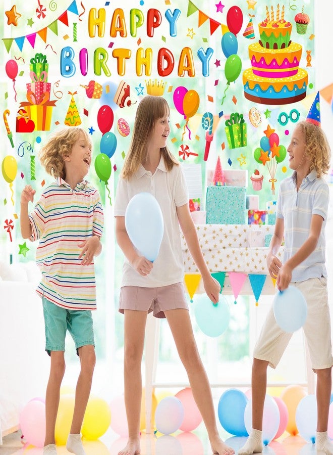 وولاين مجموعة ملصقات نوافذ "عيد ميلاد سعيد" من والين، 6 أوراق، تتضمن لافتة بالونات ملونة على شكل كعكة عيد ميلاد، ملصقات نوافذ مزدوجة الجوانب للأولاد والبنات، مناسبة لحفلات الذكرى السنوية، ديكورات منزلية، ومستلزمات تزيين المدارس. - Image 2