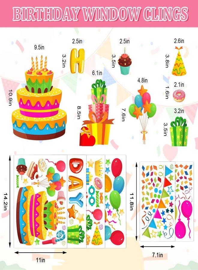 وولاين مجموعة ملصقات نوافذ "عيد ميلاد سعيد" من والين، 6 أوراق، تتضمن لافتة بالونات ملونة على شكل كعكة عيد ميلاد، ملصقات نوافذ مزدوجة الجوانب للأولاد والبنات، مناسبة لحفلات الذكرى السنوية، ديكورات منزلية، ومستلزمات تزيين المدارس. - Image 5