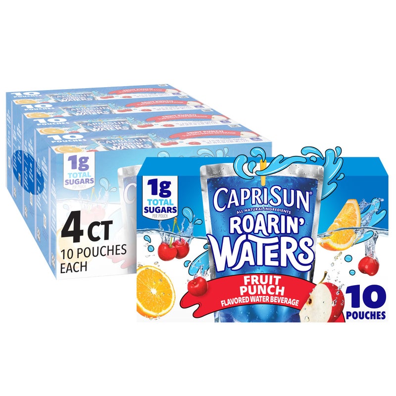 Capri-Sun Capri Sun Roarin Waters Flavored Water Beverage 40 Pouches for School Lunches and OntheGo Hydration Fruit Punch Natural Flavor with Other Natural Flavor All Natural Ingredients 6 oz - Image 3