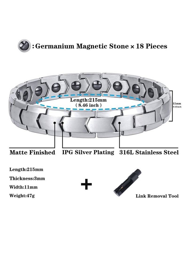 Bracelets for Men Stainless Steel  Bracelet Jewelry Gift with Adjustment Tool(Silver) - Image 2