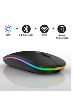 Wireless - Bluetooth Mouse w10 , Rechargeable LED Dual Mode Mouse (Bluetooth 5.2 and USB Receiver) Portable Silent Mouse,for Laptop/Desktop/Tablet