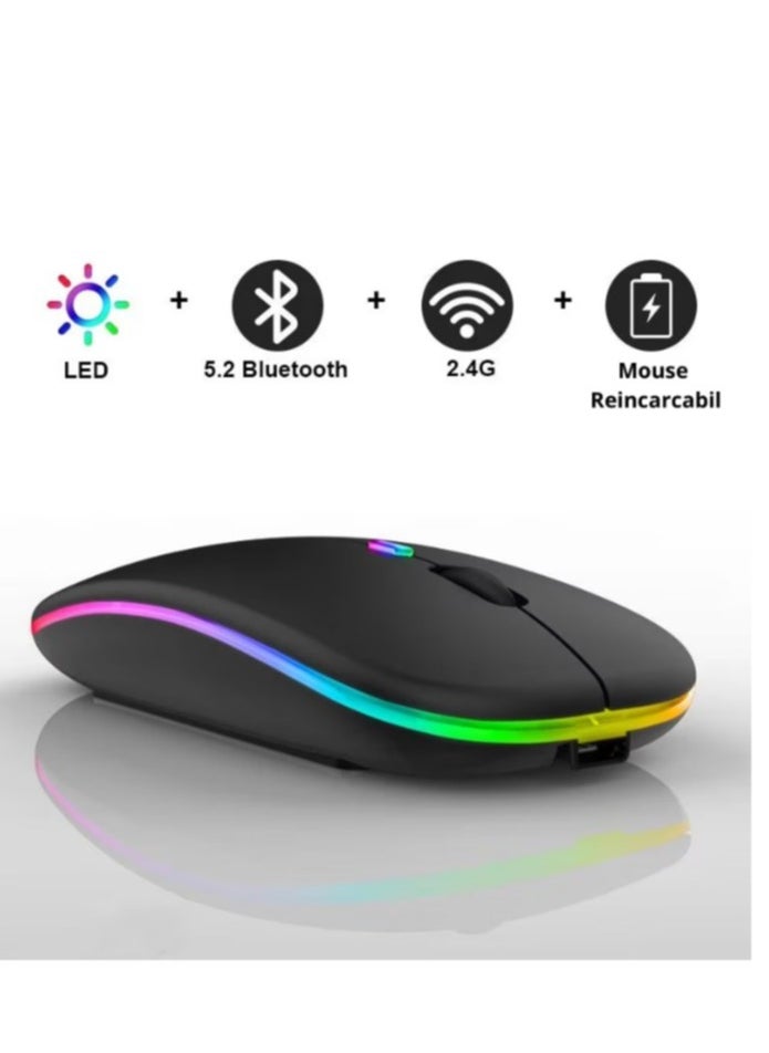 Generic - Wireless - Bluetooth Mouse w10 , Rechargeable LED Dual Mode Mouse (Bluetooth 5.2 and USB Receiver) Portable Silent Mouse,for Laptop/Desktop/Tablet - Image 1