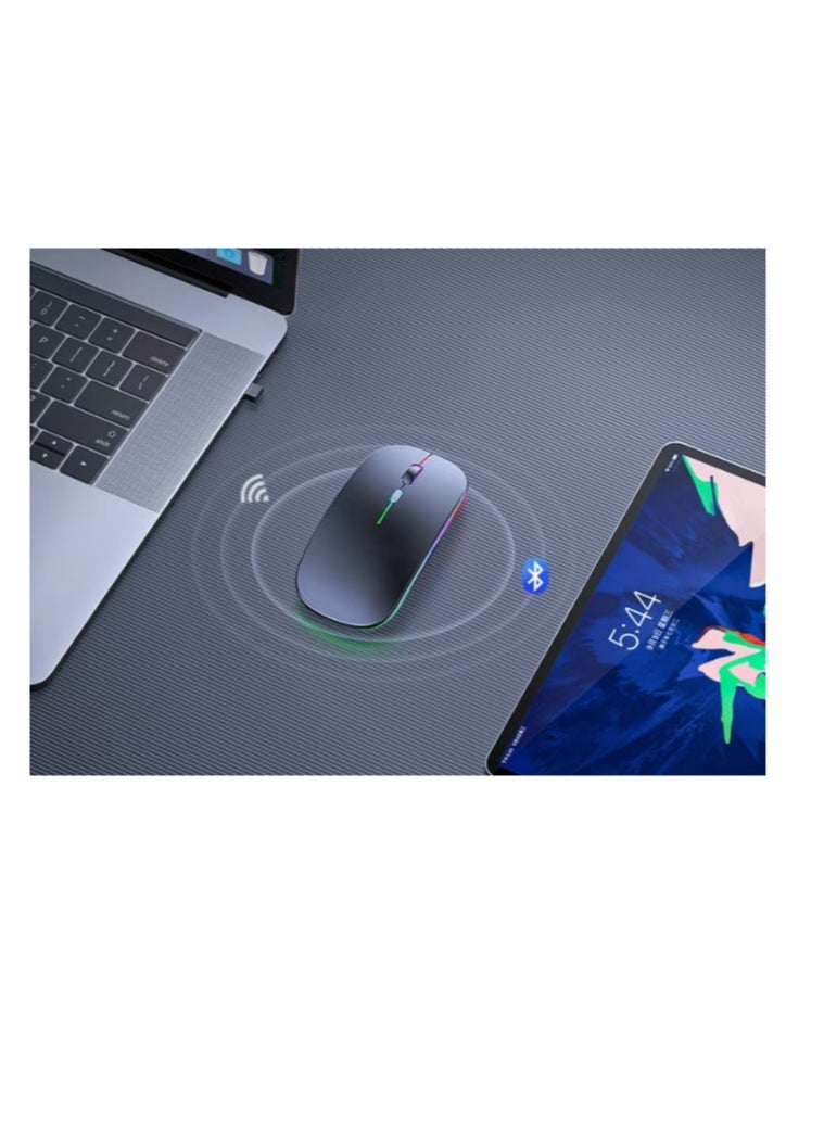 Generic - Wireless - Bluetooth Mouse w10 , Rechargeable LED Dual Mode Mouse (Bluetooth 5.2 and USB Receiver) Portable Silent Mouse,for Laptop/Desktop/Tablet - Image 1
