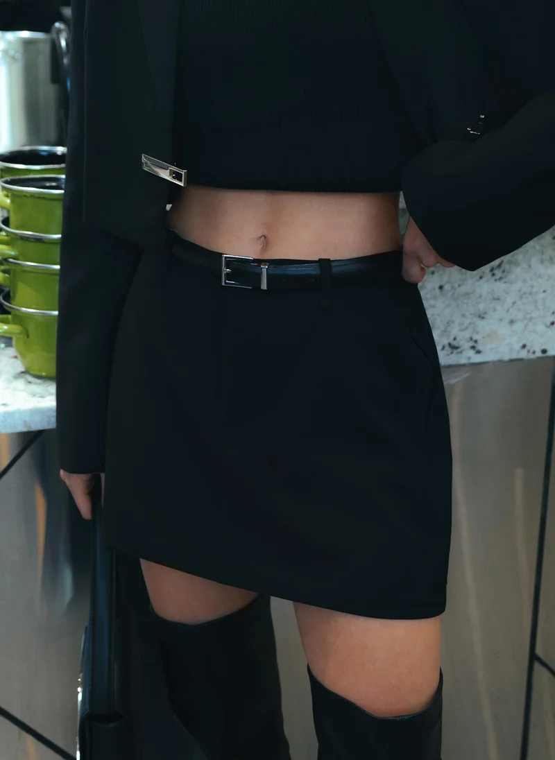 Lichi Mini skirt with eco-leather belt