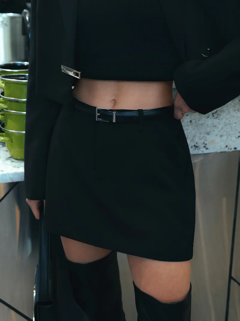 Lichi Mini skirt with eco-leather belt