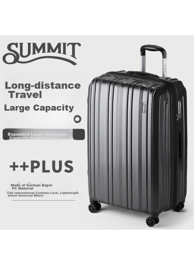 SUMMIT Samite Large Capacity Suitcase For Women 22-inch Trolley Case For Men, 360-degree Wheels Travel Luggage, Expandable Pc154t4a Dark Gray - Image 1