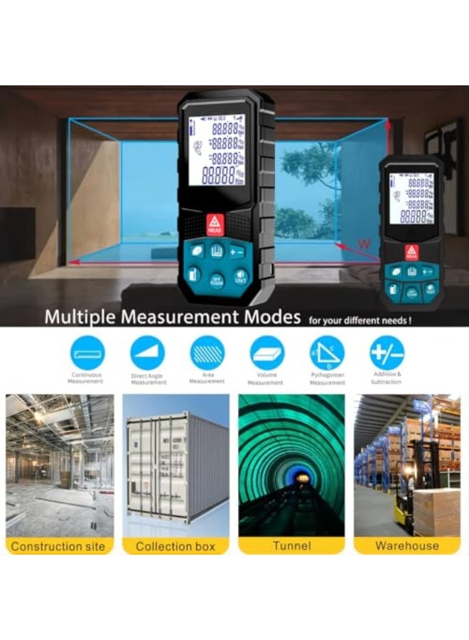 Digital Laser Distance Meter with Li-ion Battery  Real-Time Electric Angle,100M/328Ft Laser Measurement Tool,Mini Rangefinder,M/in/Ft Unit Switching and Pythagorean Mode, Measure Distance,Area,Volume - Image 3