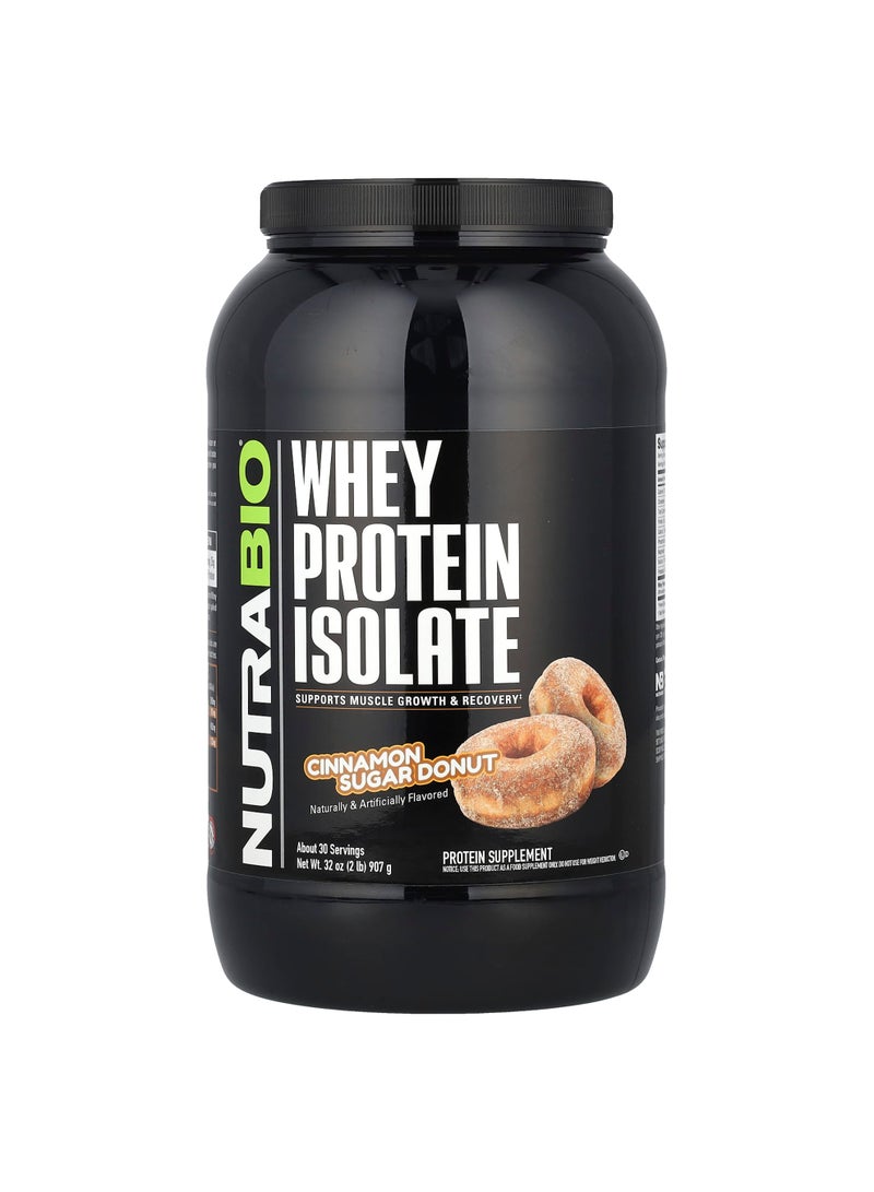 NutraBio Whey Protein Isolate, Cinnamon Sugar Donut, 2 lb (907 g)