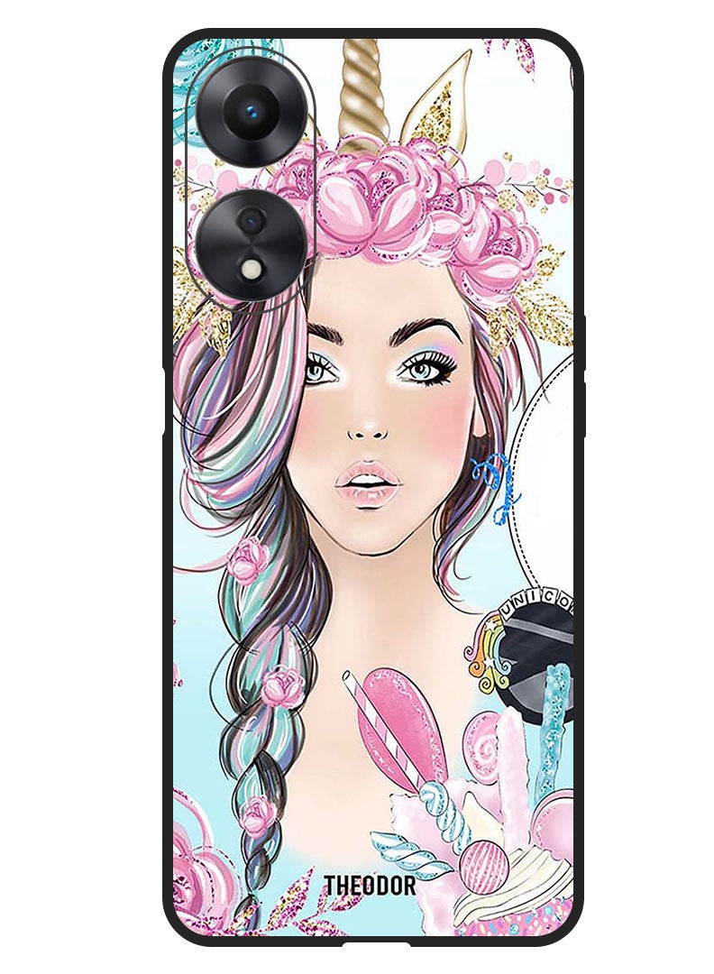 Theodor Protective Case Anti Scratch Shock Proof Bumper Cover For Oppo A98 Unicorn Girl - Image 1