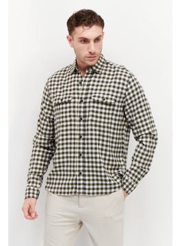 Tailor Vintage Men Regular Fit Spread Collar Long Sleeve Checkered Casual Shirt, Olive Combo  - Image 1