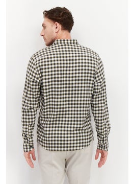 Tailor Vintage Men Regular Fit Spread Collar Long Sleeve Checkered Casual Shirt, Olive Combo  - Image 3