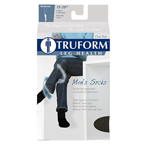 Truform Compression Socks, 15-20 mmHg, Men's Gym Socks, Knee High Over Calf Length, Black, Medium - Image 5