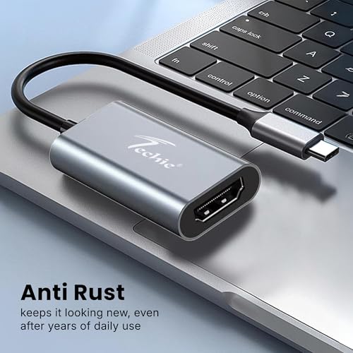 Techie Type-C to HDMI Converter Slim 4K 30hZ, Crystal-Clear 4K Output, Plug-and-Play Design & Aluminium Body, Connect USB-C Devices to HDMI Display, Monitor, TV or Projector – Silver - Image 3