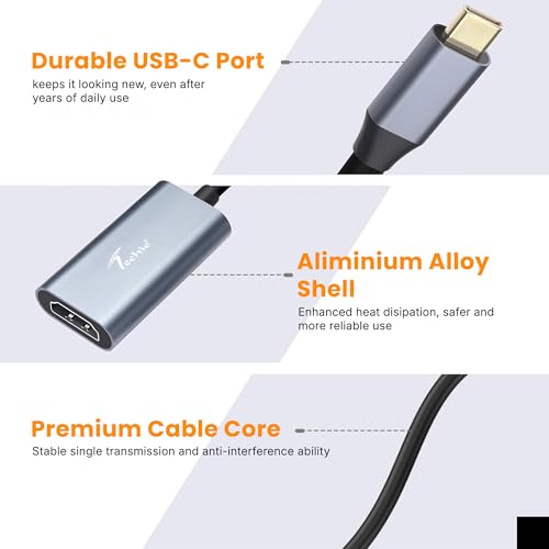 Techie Type-C to HDMI Converter Slim 4K 30hZ, Crystal-Clear 4K Output, Plug-and-Play Design & Aluminium Body, Connect USB-C Devices to HDMI Display, Monitor, TV or Projector – Silver - Image 4