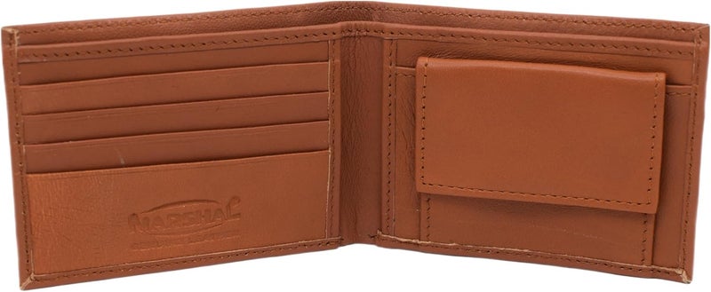 Marshal Soft Leather Kids Slim Thin Coin Pouch Bifold Wallet (Tan) - Image 1