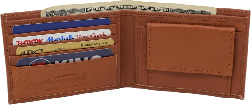 Marshal Soft Leather Kids Slim Thin Coin Pouch Bifold Wallet (Tan) - Image 2