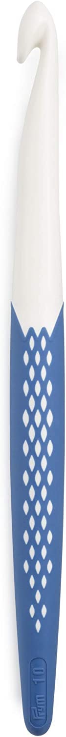 Prym Ergonomic Crochet Hook, Metal, White/Dark Violet, 18 cm x 10 mm - Image 1