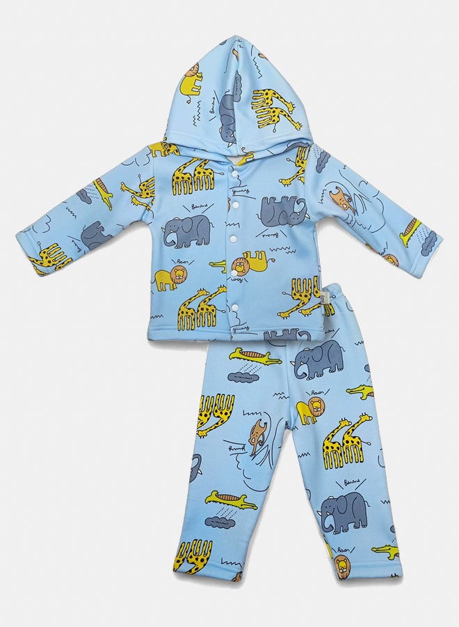 BabyShoora Baby Unisex Melton printed Winter Winter Pajama Set - Image 1