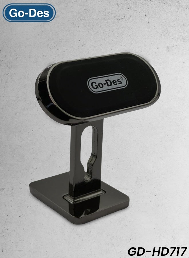Go-Des GD-HD717 Magnetic Phone Holder for Car Dashboard, Home and Office, Strong Magnet Grip with 360° Rotation, Metal-Stand Design with Adhesive Base, Universal Mobile Mount Compatible with All Smartphones, Stable, Adjustable Support Stand - Image 1