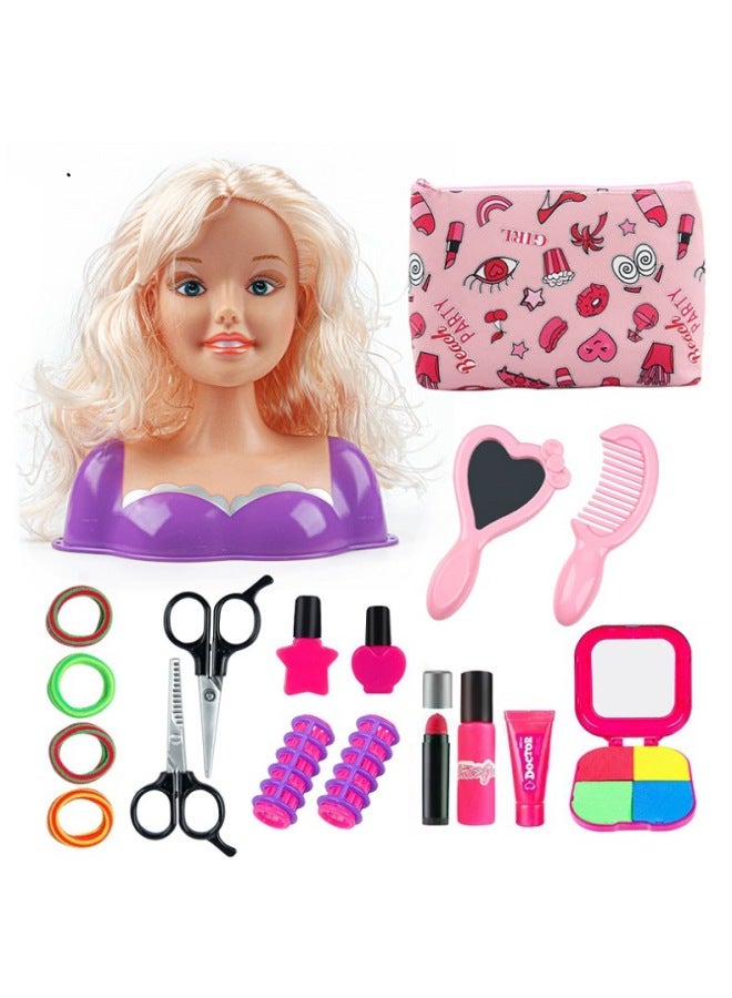 Children's Half-body Doll Toy Suit Makeup Braided Hair Comb Simulation Model Play House Toy Wholesale-Color:Purple 5809 Half-body Doll - Image 1
