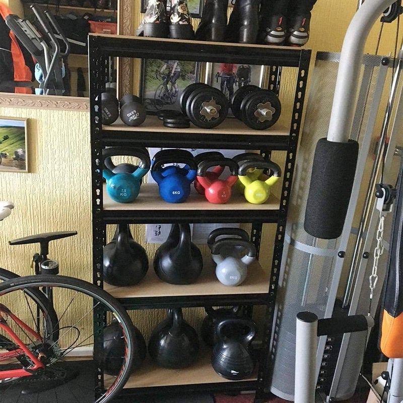 Ash  Roh Ash Roh Metal Organizer Rack with Powder Coated Wooden Frame Adjustable Heavy Duty Storage Shelving Rack for Multiple Uses 5 Sections Height 53 ft Length 28 ft Dimension 14ft  - Image 5
