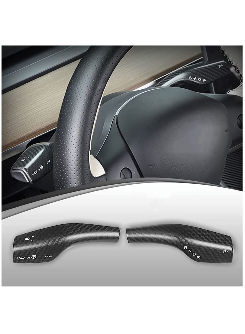 KASTWAVE Steering Lever Cover for Tesla Model 3 Model Y, KASTWAVE Carbon Fiber Steering Lever Cover, Gear Shift Cover Accessories Gear Lever Decorative Cover for Tesla Car (Black)  - Image 1