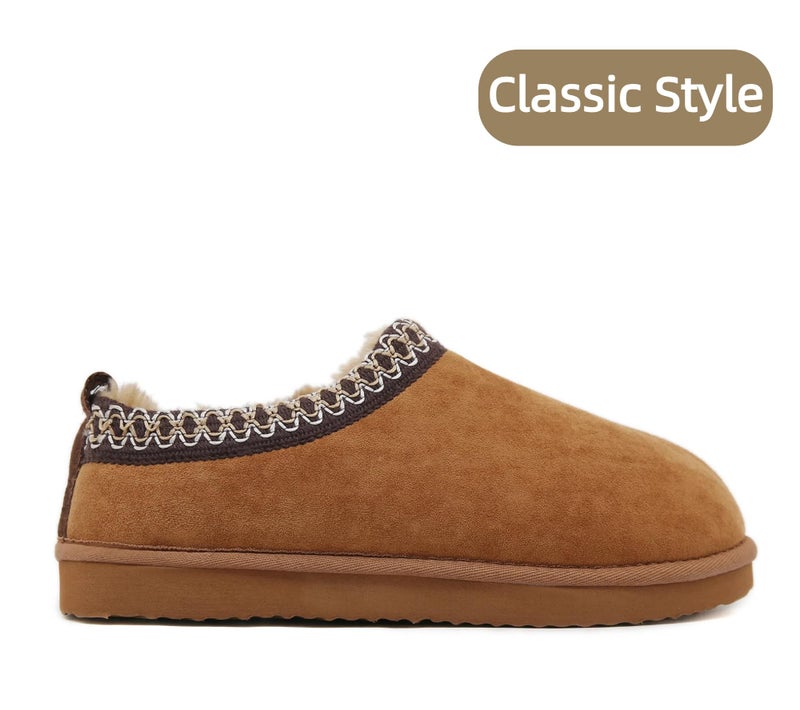 SMajong Women's Slippers Mens Platform Mini Boots Fuzzy House Slipper Fur Fleece Winter Home Shoes Indoor and Outdoor Black Brown US 6.5 Women/5 Men - Image 5