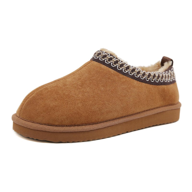 SMajong Women's Slippers Mens Platform Mini Boots Fuzzy House Slipper Fur Fleece Winter Home Shoes Indoor and Outdoor Black Brown US 6.5 Women/5 Men - Image 1