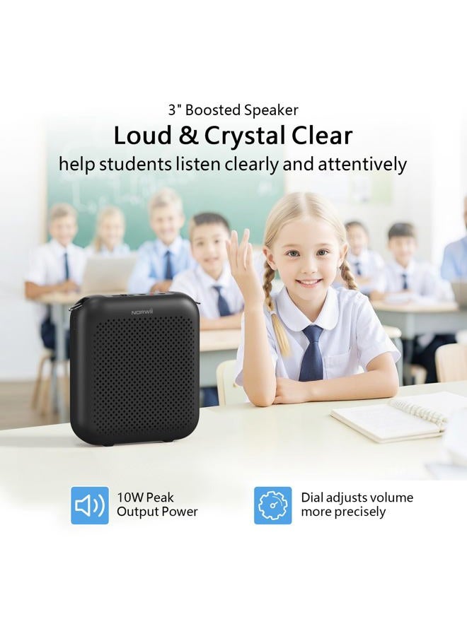 NORWII S358 Portable 2000mAH Rechargeable Voice Amplifier with Wired Microphone Headset & Waistband, Personal Microphone and Speaker for Teachers Tour Guides ect (Black) - Image 3