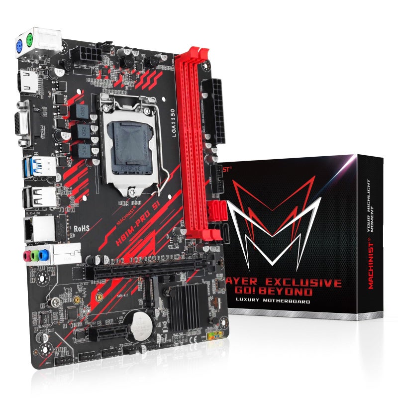 MACHINIST لوحة أم MACHINIST LGA 1150، H81 Micro ATX لوحة ألعاب إنتل الجيل الرابع لسطح المكتب تدعم 1333/1600MHz DDR3 ثنائية القناة بحد أقصى 16G، معالج i3 i5 i7/Xeon E3 V3، NGFF M.2، SATA 3 H81M-PRO - Image 1
