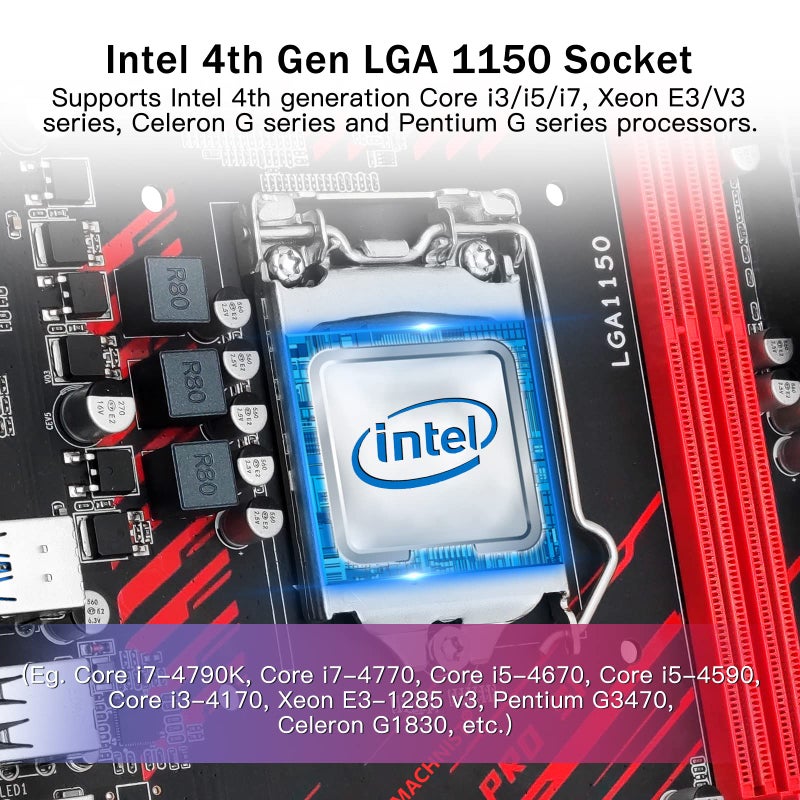 MACHINIST لوحة أم MACHINIST LGA 1150، H81 Micro ATX لوحة ألعاب إنتل الجيل الرابع لسطح المكتب تدعم 1333/1600MHz DDR3 ثنائية القناة بحد أقصى 16G، معالج i3 i5 i7/Xeon E3 V3، NGFF M.2، SATA 3 H81M-PRO - Image 2