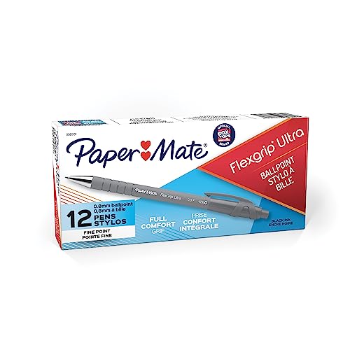 Paper Mate 9580131 FlexGrip Ultra Retractable Ballpoint Pen, Fine Point, Black, 12-Count - Image 4