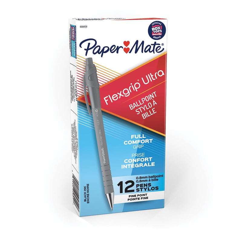 Paper Mate 9580131 FlexGrip Ultra Retractable Ballpoint Pen, Fine Point, Black, 12-Count - Image 5