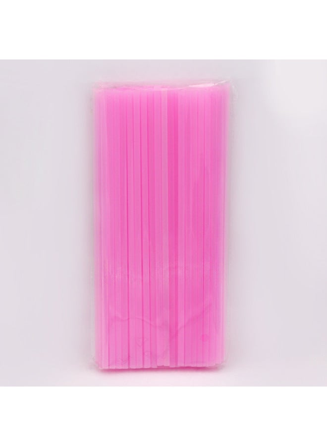 Disposable Straw Color Flat Straight Tube Beverage 6mm Children's Manual Diy Plastic Tube 100 12 Color-Color:Pink Straight Tube 100/bag-Specifications:0.6*26cm  - Image 1