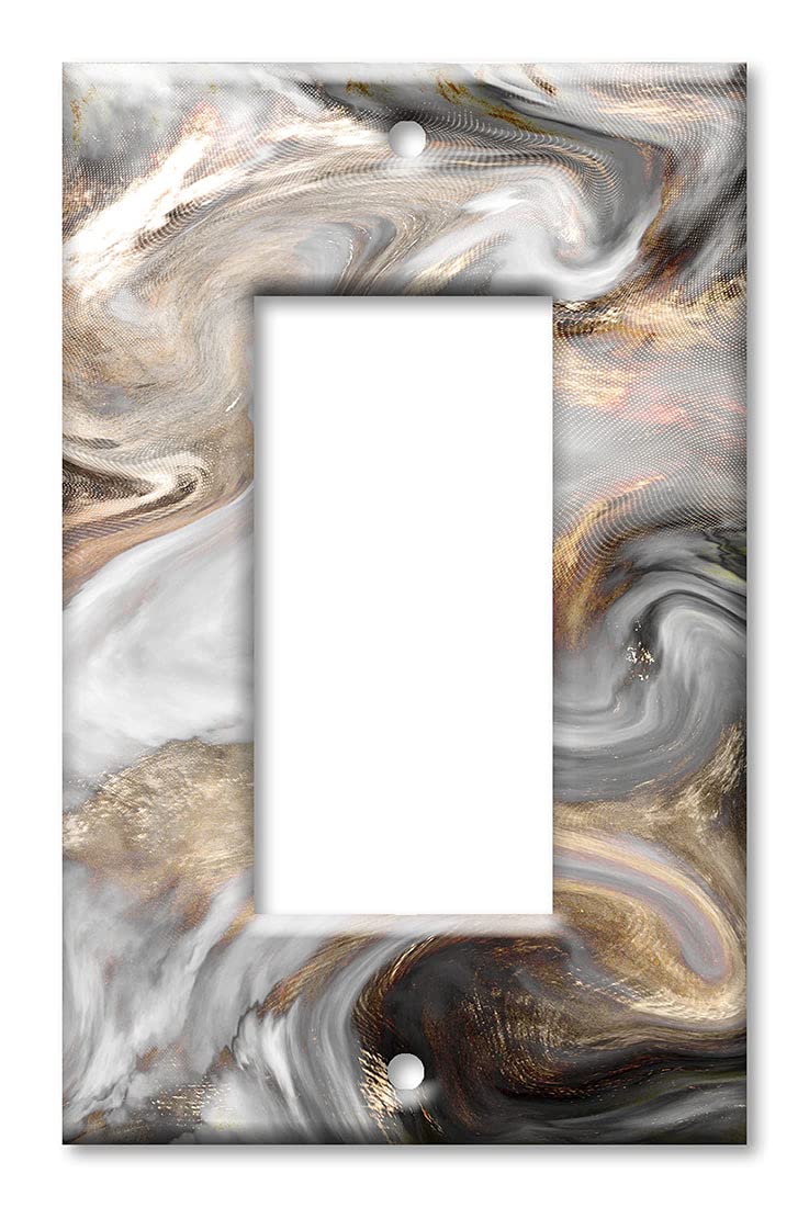 Art Plates Single Gang Rocker Rocker GFCI Switch Plate Cover Grey and Brown Swirl Marble Granite Print Made in USA Made in USA