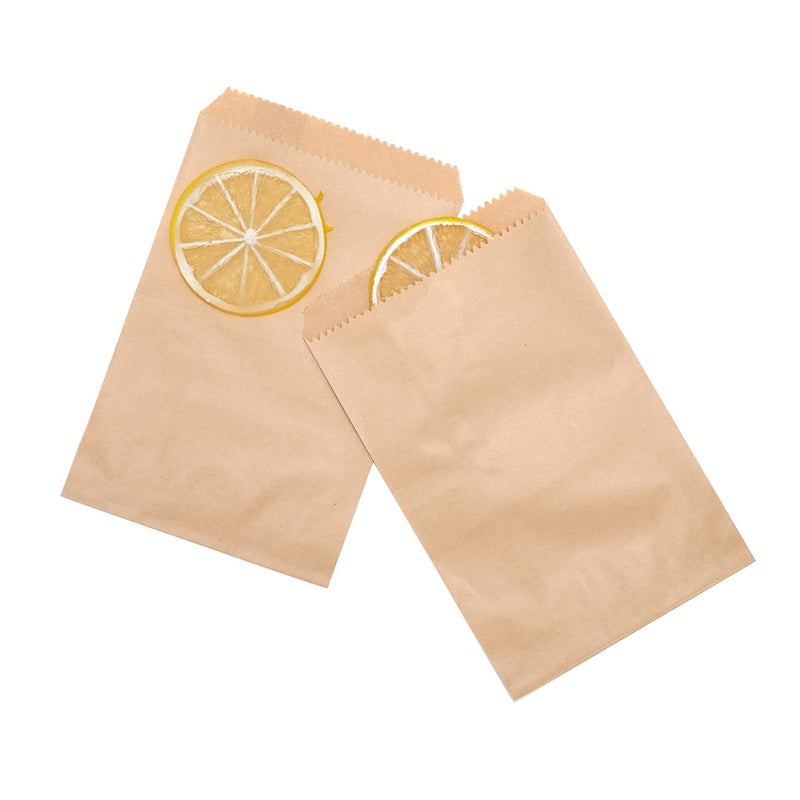 Volanic 100PCS 3X5 Inch Kraft Paper Bags Small Flat Party Favor Bag for Bakery Cookies Sandwich Soap Packing