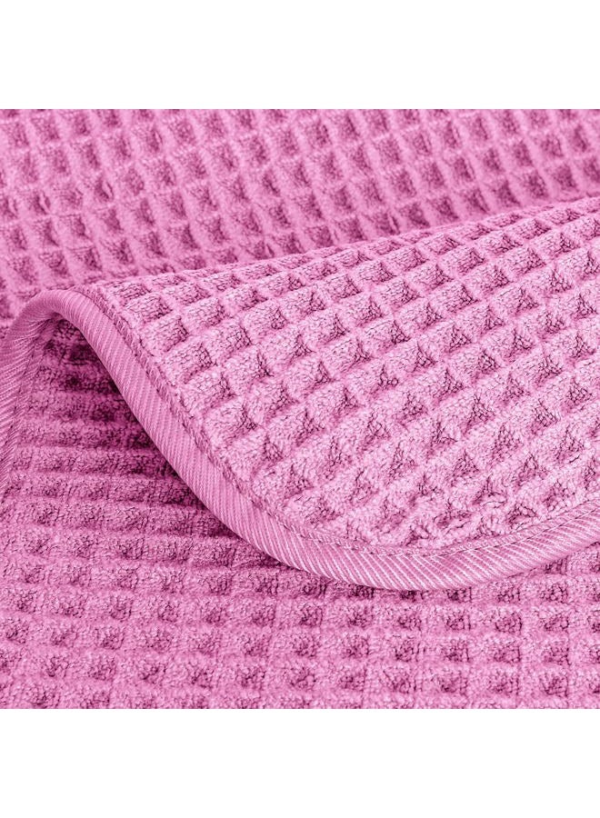 Polyte Microfibre Lint Free Washcloth Face Towel, 33 x 33 cm, 4 Pack (Pink, Waffle Weave) - Image 4