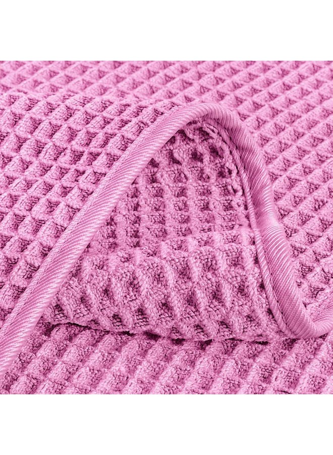 Polyte Microfibre Lint Free Washcloth Face Towel, 33 x 33 cm, 4 Pack (Pink, Waffle Weave) - Image 3