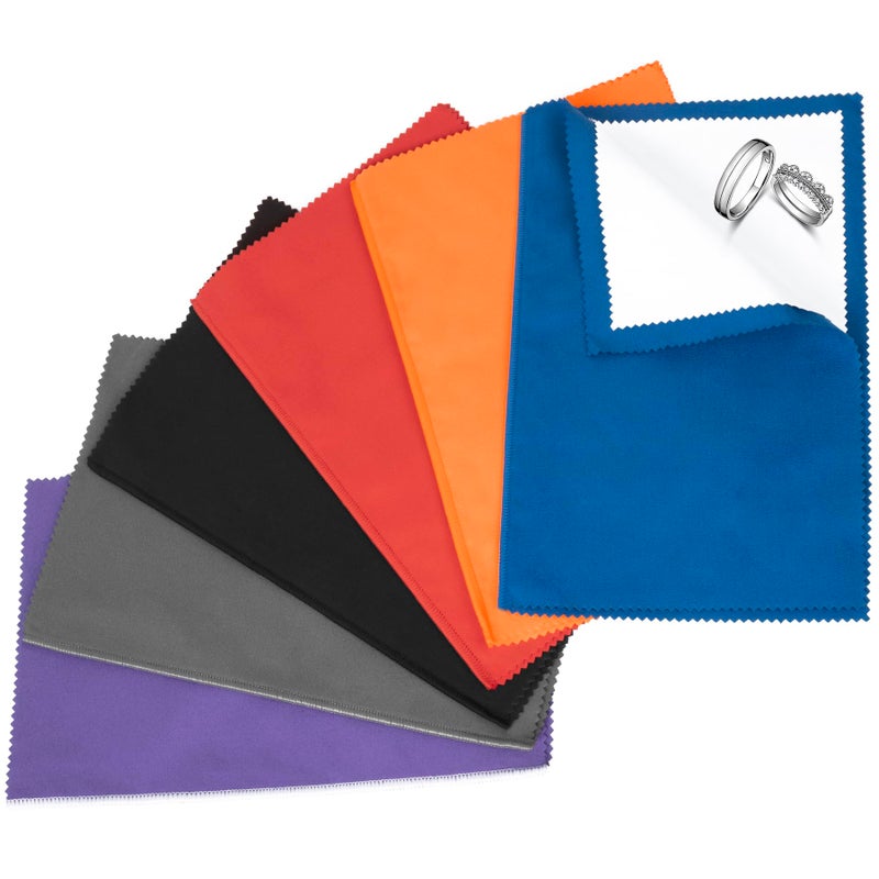 Builimeer 6 PCS Jewelry Polishing Cloths, 10x12 Inch Soft Pure Cotton Polishing Cloths for Cleaning Gold, Silver, Platinum, Diamond, Stainless Steel, Keeps Clean and Shiny (6 Dark Colors) - Image 1
