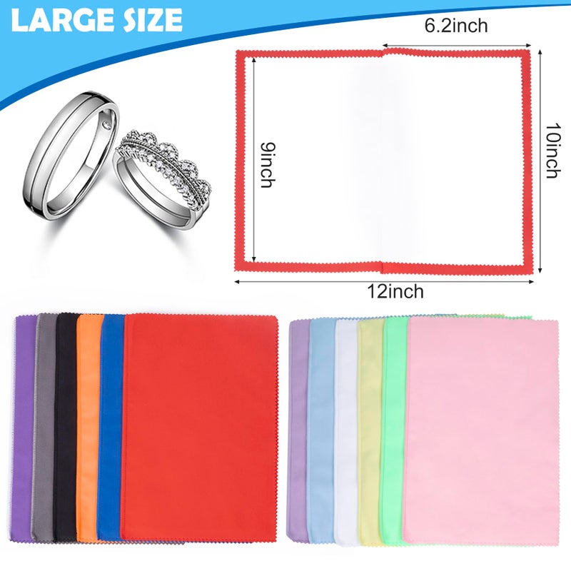 Builimeer 6 PCS Jewelry Polishing Cloths, 10x12 Inch Soft Pure Cotton Polishing Cloths for Cleaning Gold, Silver, Platinum, Diamond, Stainless Steel, Keeps Clean and Shiny (6 Dark Colors) - Image 2