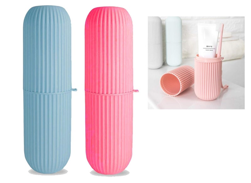 RECLUSE Plastic Capsule Shape Travel Toothbrush, Portable Travel Toothbrush Holder, For Camping, Traveling, Home, Business, Bathroom (1) (Multicolor) - Image 1