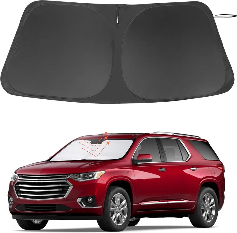 LHFLIVE Windshield Sun Shade Custom Fit for 2018-2023 Chevrolet/Chevy Traverse Accessories Foldable Sunshade Sun Blocker Protect Car from Sun Rays & Heat Damage Keep Car Cooler - Image 1