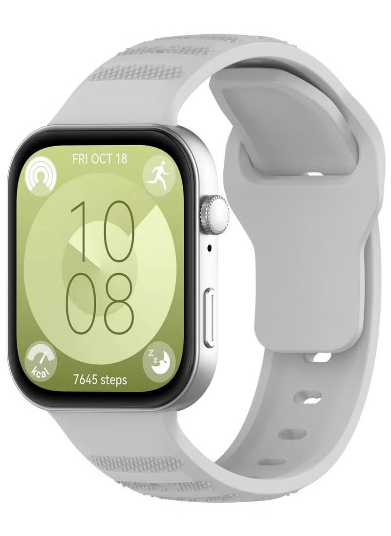 HW Strap for Huawei Watch Fit 3, Silicone Watchband Replacement Bracelet Gray  - Image 1