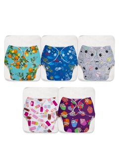 Superbottoms Basic Pack Of 10 (5 Shell + 5 Insert) Freesize Adjustable, Washable And Reusable Cloth Diaper For Babies 3 Months -3 Years | One Size Adjustable Diapers | Assorted Prints  - Image 1