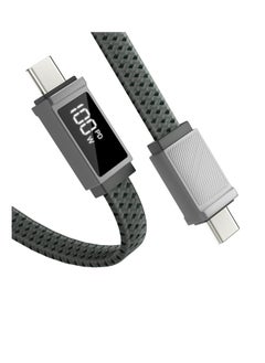 Excefore USB C to USB C Cable, 100W USB C Cable with Display, Flat Braided Anti-Tangle Type C Cord for MacBook Pro, iPhone 15 Pro Max, Samsung Galaxy S22/S21 Ultra, Note 20,Dell xps,Pixel, Grey  - Image 1