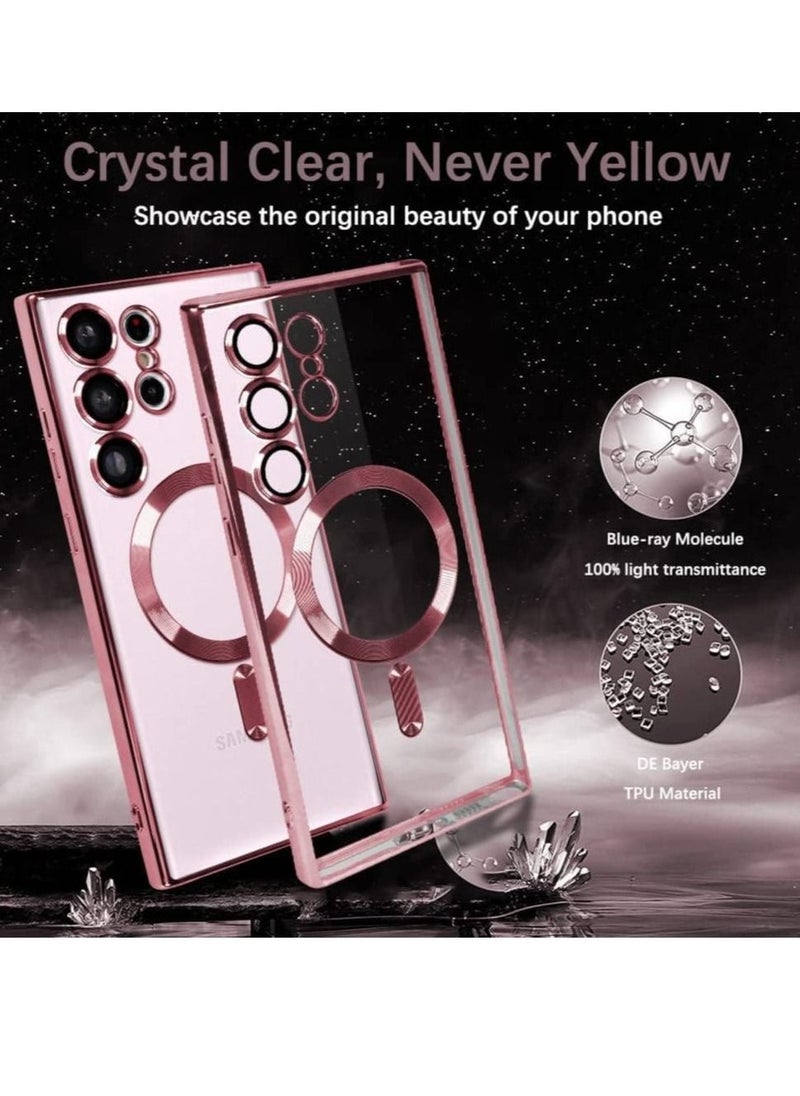 Raxoom Magnetic Clear Case for Samsung Galaxy S23 Ultra with Camera Lens Protector Magsafe Compatible Electroplated Soft TPU Shockproof Anti-Scratch Phone Case - Image 3