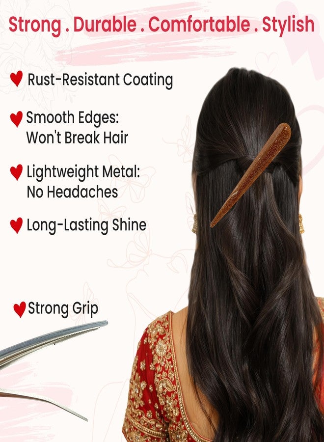 TEMPERIA (3 pcs) Hair Bun Clip for Women & Girls - Premium Juda Stick Pin Hairstick Accessories - Random Mix Colours (SP301) - Image 4