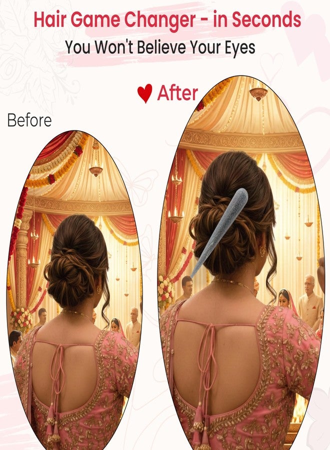 TEMPERIA (3 pcs) Hair Bun Clip for Women & Girls - Premium Juda Stick Pin Hairstick Accessories - Random Mix Colours (SP301) - Image 5