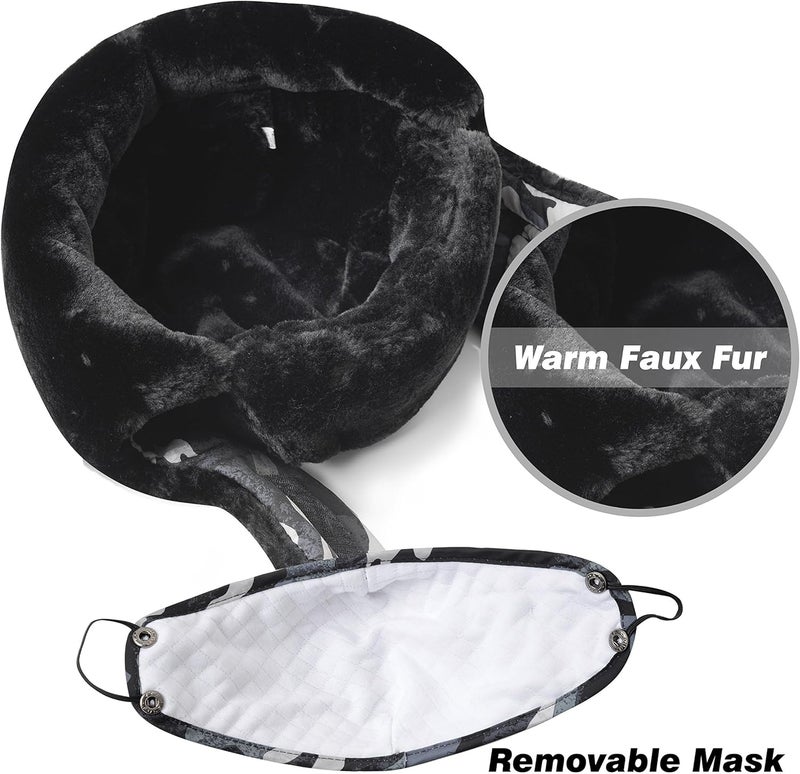 KOOLSOLY Trooper Trapper Hat,Winter Ski Hat with Winter Ear Flap and Ski Windproof Mask - Image 5