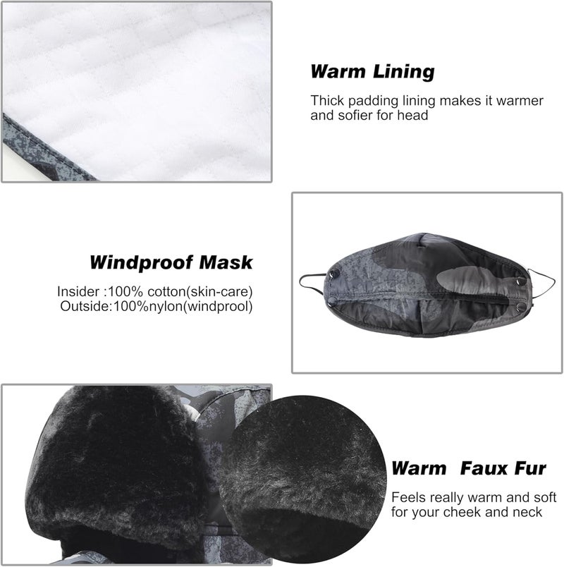 KOOLSOLY Trooper Trapper Hat,Winter Ski Hat with Winter Ear Flap and Ski Windproof Mask - Image 4